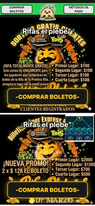 Página de rifa de rifaselplebe hecha con Rifas MX