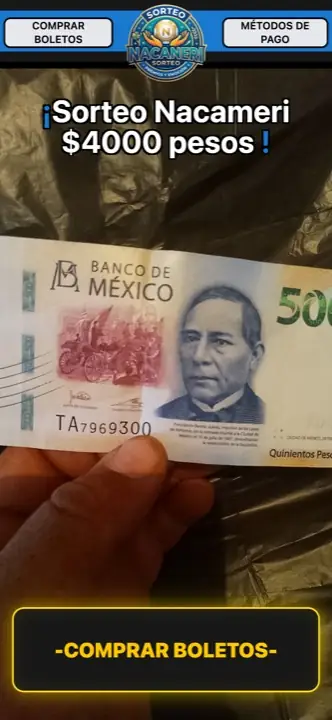 Página de rifa de sorteosnacameri hecha con Rifas MX